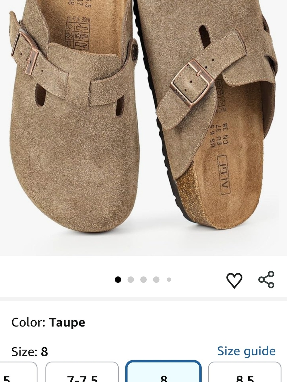 Taupe Suede Clog Mules with Buckle - Picture 6 of 6